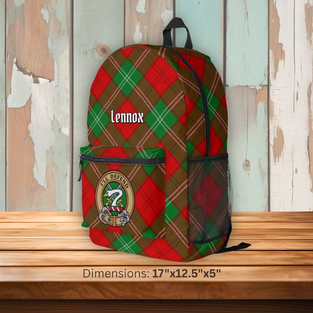 Clan Lennox Crest over Tartan Printed Backpack (Creator Uploaded)