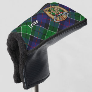 Clan Leslie Crest over Hunting Tartan Golf Head Cover