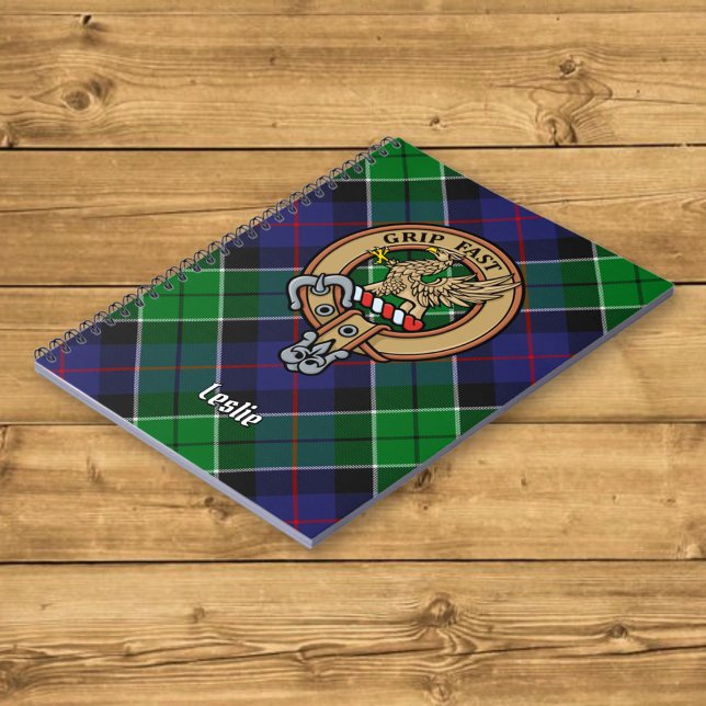 Clan Leslie Crest over Hunting Tartan Notebook (Creator Uploaded)