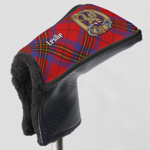 Clan Leslie Crest over Red Tartan Golf Head Cover