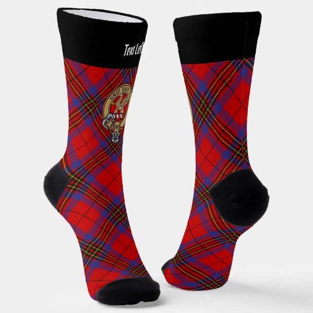 Clan Leslie Crest over Red Tartan Socks (Angled)