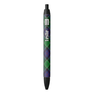 Clan Leslie Hunting Tartan Black Ink Pen
