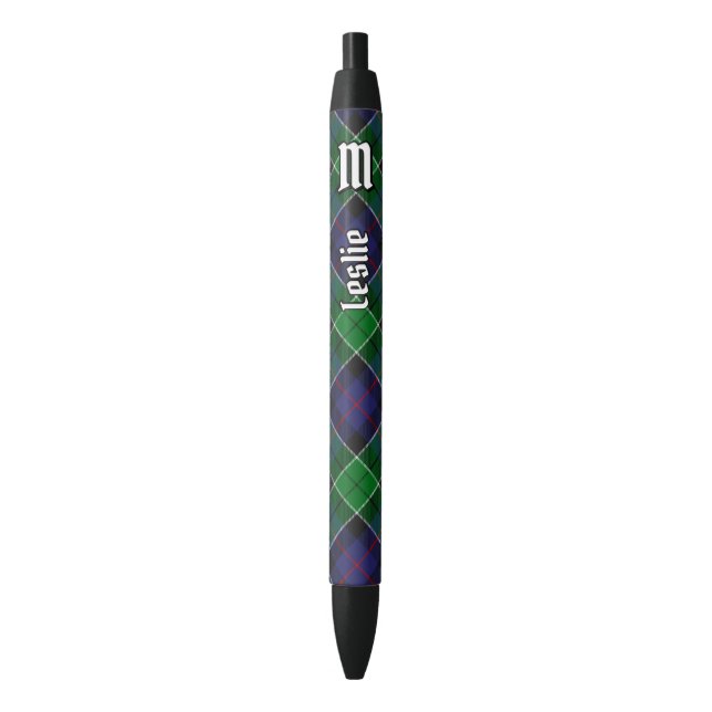 Clan Leslie Hunting Tartan Black Ink Pen (Front Vertical)