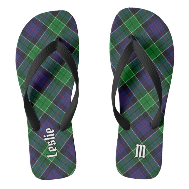 Clan Leslie Hunting Tartan Flip Flops (Footbed)