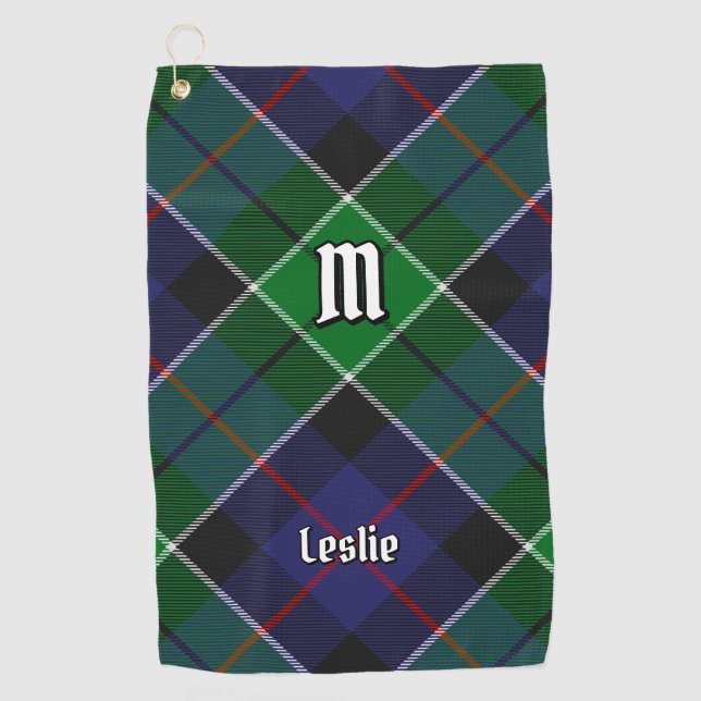 Clan Leslie Hunting Tartan Golf Towel (Front)