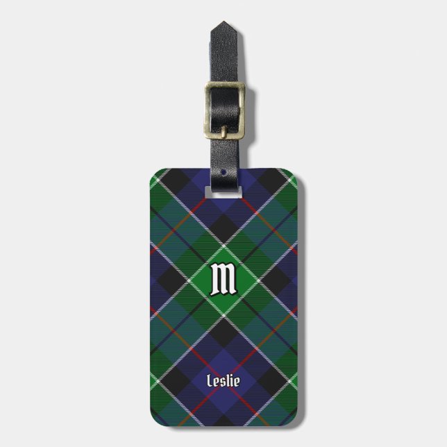 Clan Leslie Hunting Tartan Luggage Tag (Front Vertical)