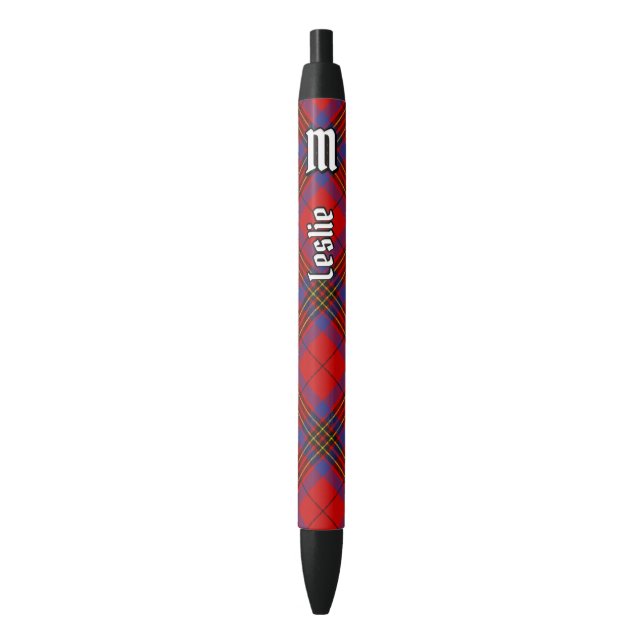 Clan Leslie Red Tartan Black Ink Pen (Front Vertical)