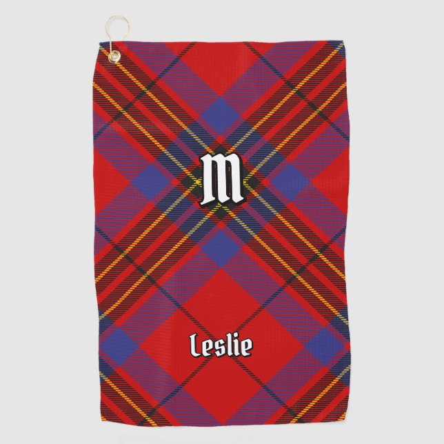 Clan Leslie Red Tartan Golf Towel (Front)