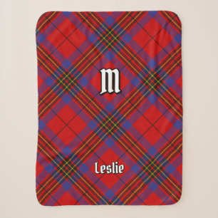 Clan Leslie Red Tartan Sherpa Blanket