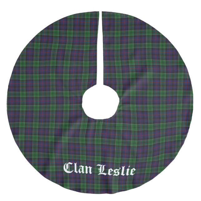Clan Leslie Tartan Plaid Customisable Brushed Polyester Tree Skirt (Front)