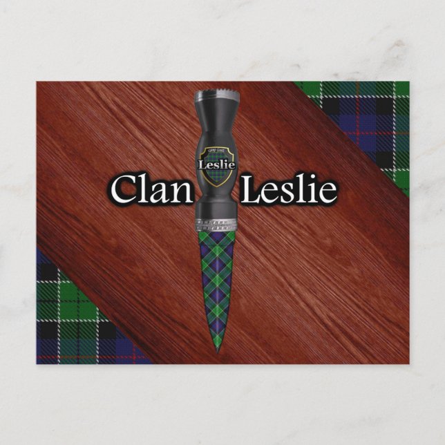 Clan Leslie Tartan Sgian Dubh Blade Postcard (Front)