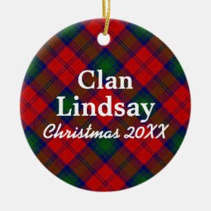 Clan Lindsay Scottish Tartan Ceramic Tree Decoration