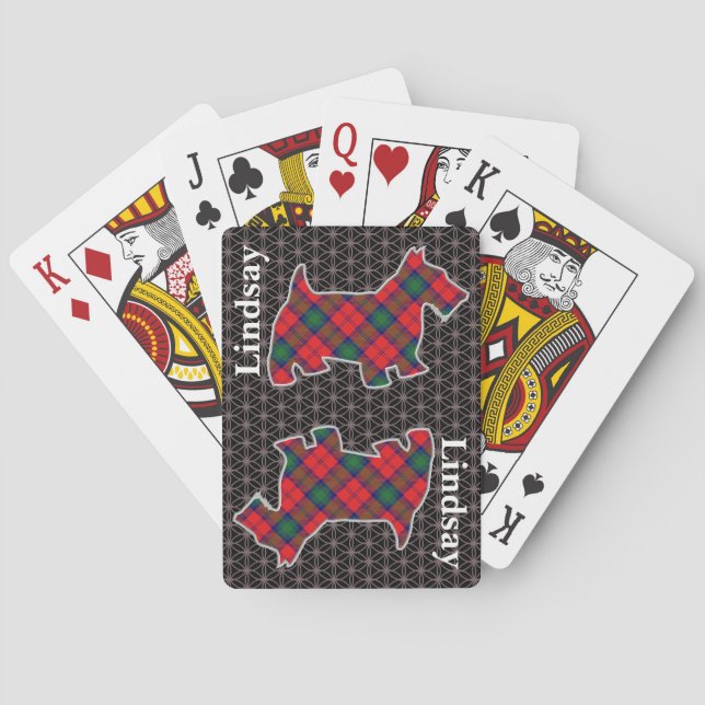 Clan Lindsay Tartan Scottish Terrier Playing Cards (Back)