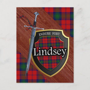 Clan Lindsey Tartan Sword & Shield Postcard
