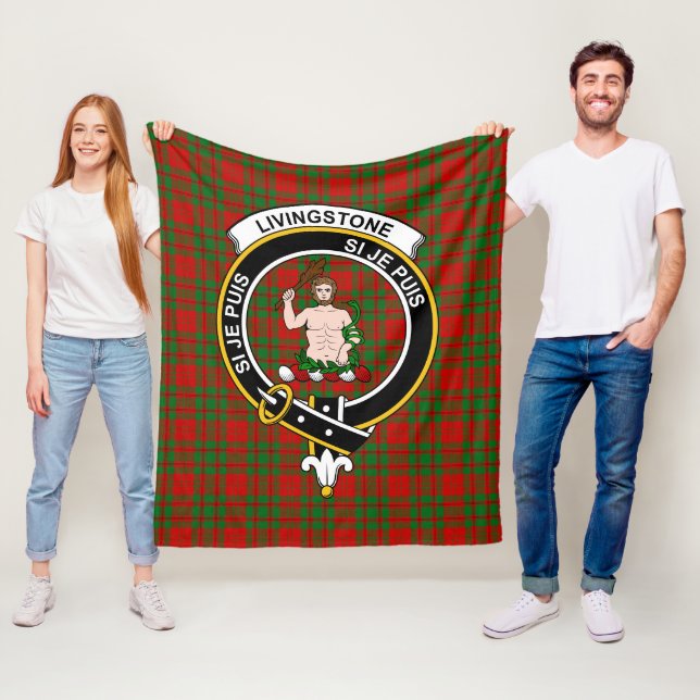 Clan Livingstone Tartan Plaid Fleece Blanket (In Situ)