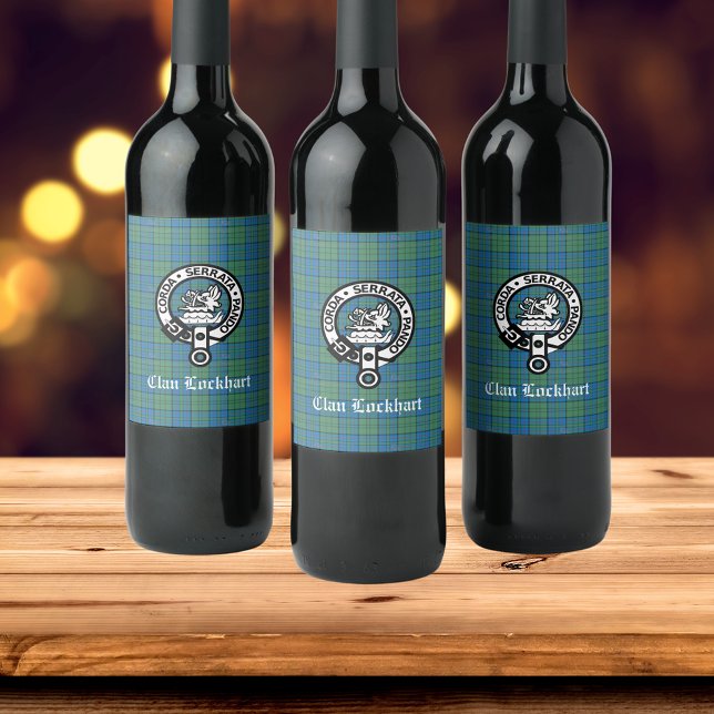 Clan Lockhart Crest Badge & Tartan Wine Label (Check out the entire Clan Lockhart collection!)