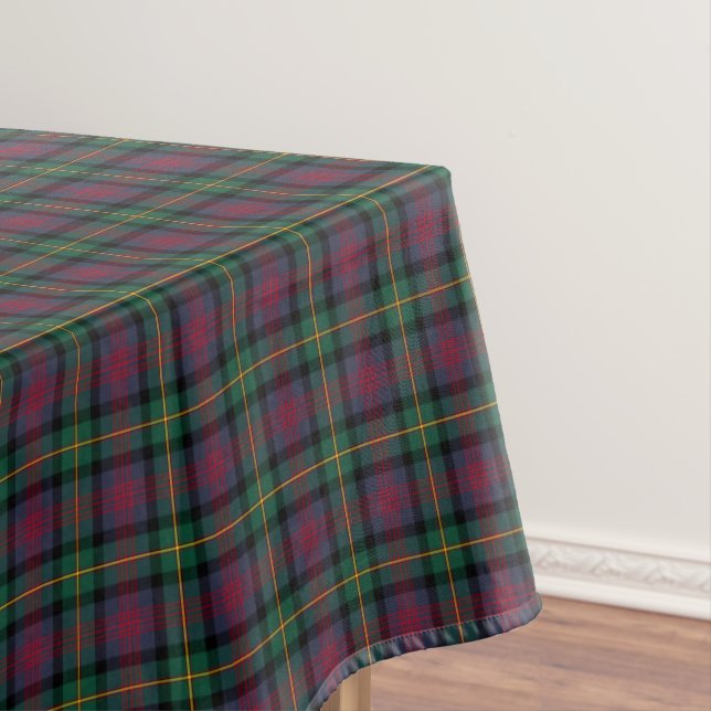 Clan Logan Navy Blue and Green Scottish Tartan Tablecloth (In Situ)