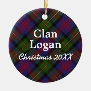 Clan Logan Scottish Tartan Ceramic Tree Decoration