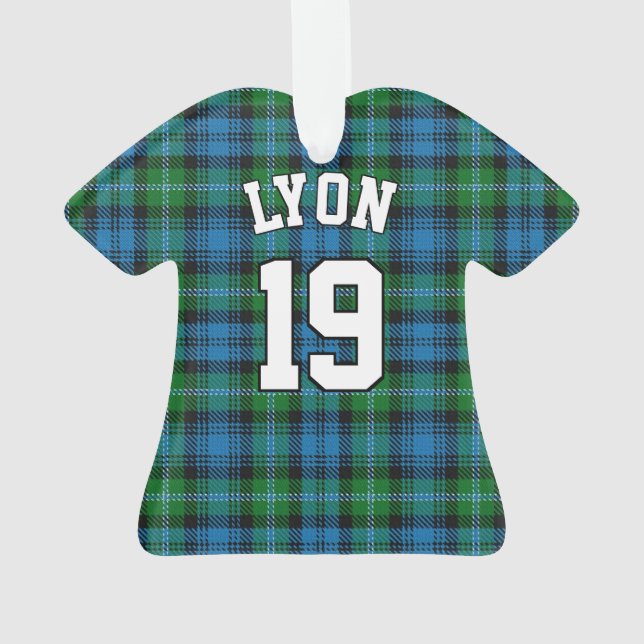 Clan Lyon Tartan Christmas Jersey Ornament (Back)