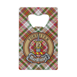 Clan MacAlister Crest over Dress Tartan
