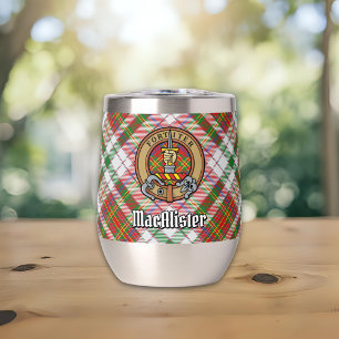 Clan MacAlister Crest over Dress Tartan