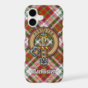 Clan MacAlister Crest over Dress Tartan