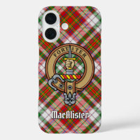 Clan MacAlister Crest over Dress Tartan