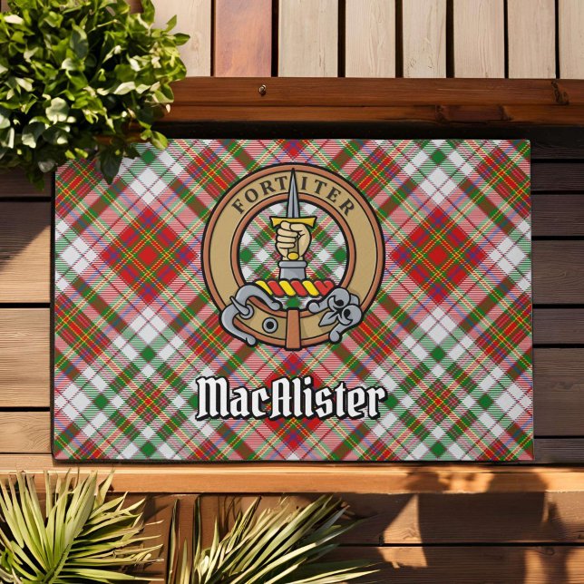 Clan MacAlister Crest over Dress Tartan Doormat (Creator Uploaded)