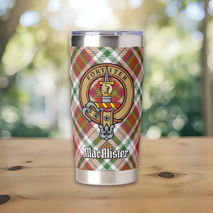 Clan MacAlister Crest over Dress Tartan Insulated Tumbler