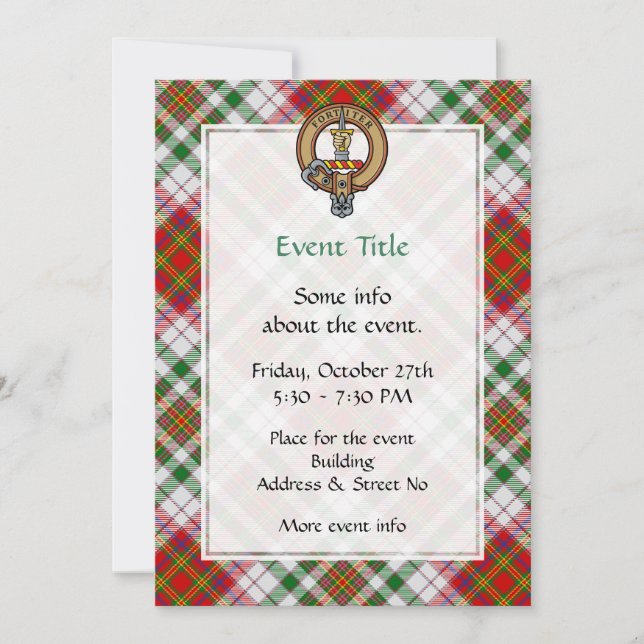 Clan MacAlister Crest over Dress Tartan Invitation (Front)