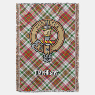 Clan MacAlister Crest over Dress Tartan Throw Blanket