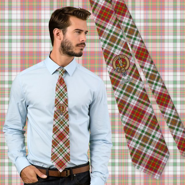 Clan MacAlister Crest over Dress Tartan Tie (Creator Uploaded)