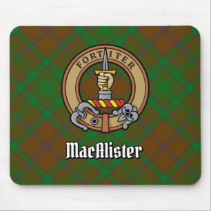 Clan MacAlister Crest over Hunting Glenbarr Tartan Mouse Mat