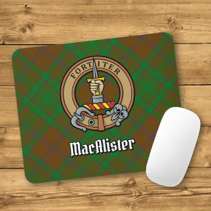 Clan MacAlister Crest over Hunting Glenbarr Tartan Mouse Mat