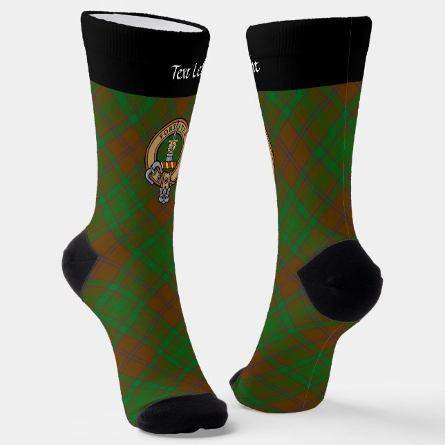 Clan MacAlister Crest over Hunting Glenbarr Tartan Socks (Angled)