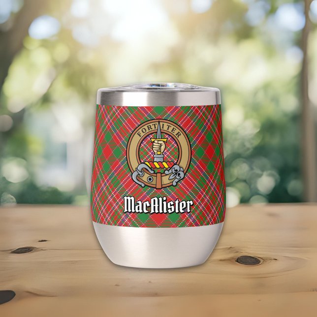 Clan MacAlister Crest over Tartan (Creator Uploaded)