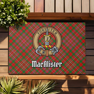 Clan MacAlister Crest over Tartan Doormat