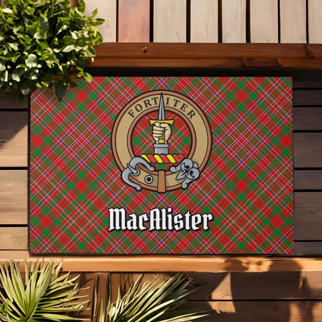 Clan MacAlister Crest over Tartan Doormat (Creator Uploaded)
