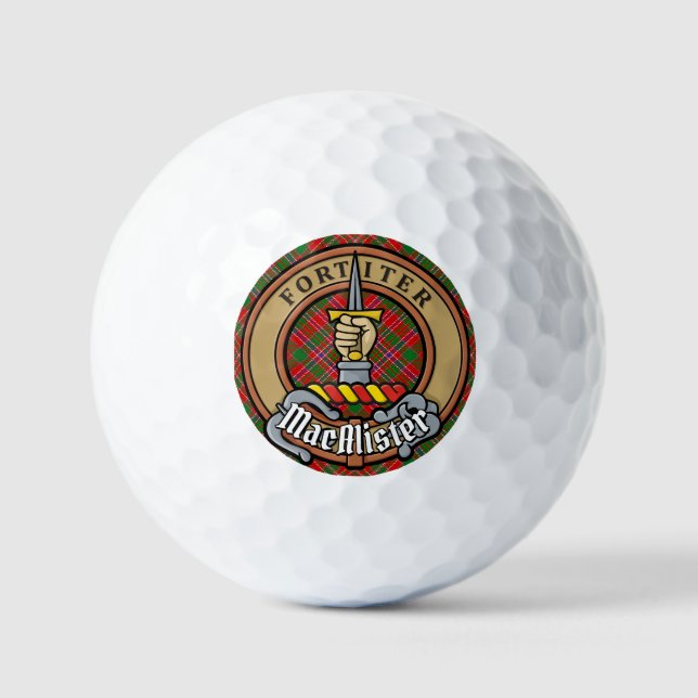 Clan MacAlister Crest over Tartan Golf Balls (Front)