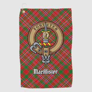 Clan MacAlister Crest over Tartan Golf Towel