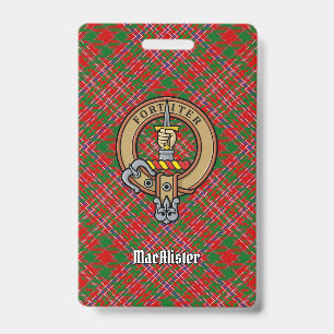 Clan MacAlister Crest over Tartan ID Badge