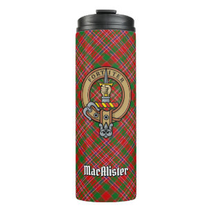 Clan MacAlister Crest over Tartan Thermal Tumbler