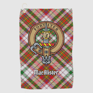 Clan MacAlister Dress Crest over Tartan Golf Towel
