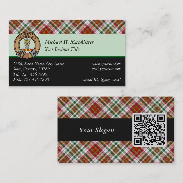 Clan MacAlister Dress Tartan Business Card (Front/Back)