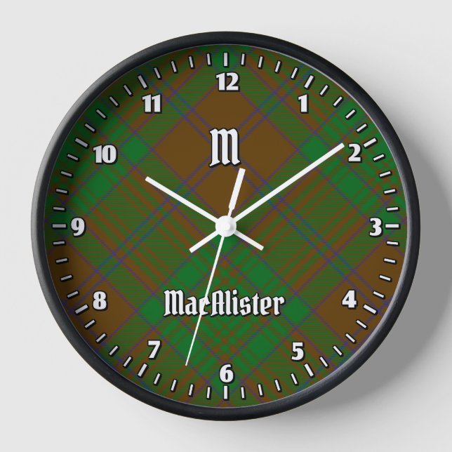 Clan MacAlister of Glenbarr Hunting Tartan Clock (Front)