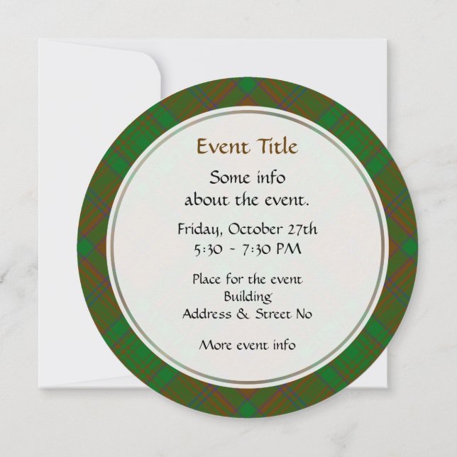 Clan MacAlister of Glenbarr Hunting Tartan Invitation (Back)