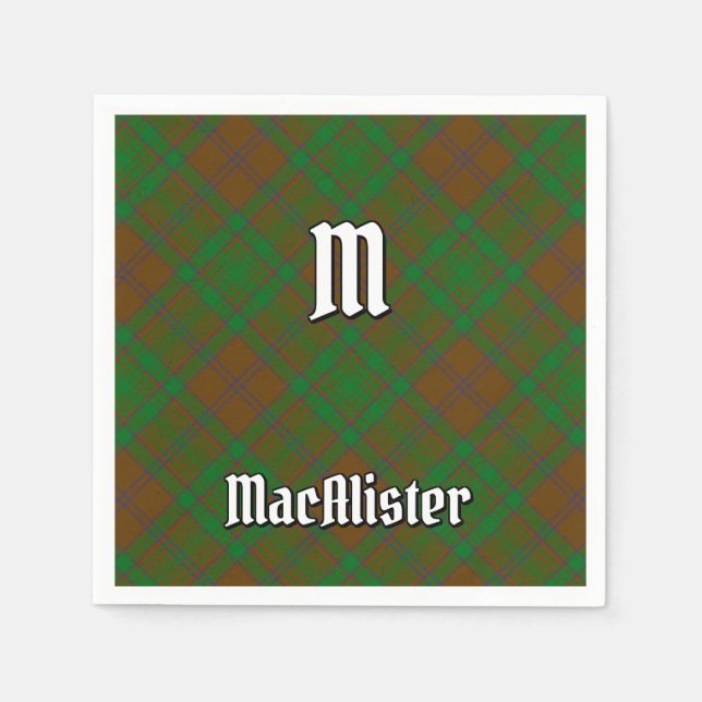 Clan MacAlister of Glenbarr Hunting Tartan Napkin (Front)