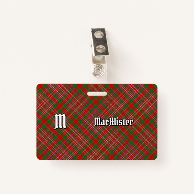 Clan MacAlister Tartan Badge ID Badge (Front with Clip)