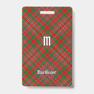 Clan MacAlister Tartan Badge ID Badge