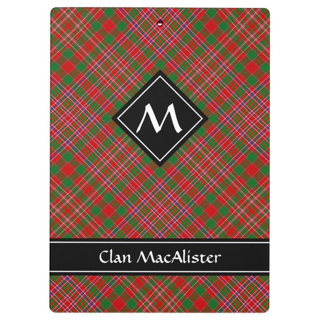 Clan MacAlister Tartan Clipboard (Back)